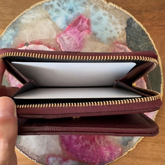 Like New Authentic Saint Laurent Cassandre Matelassé Burgundy Compact Zip Wallet - Picture 9 of 15
